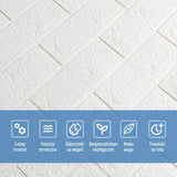 3D wall panel 70*77cm 3mm Brick White SW-00000174