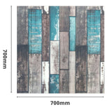 Panel ścienny 3D 70*70cm 6mm Drewno Szary Niebieski 088